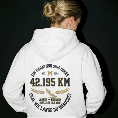 42,195 KM – EGAL, WIE LANGE DU BRAUCHST  (Premium Hoodie)