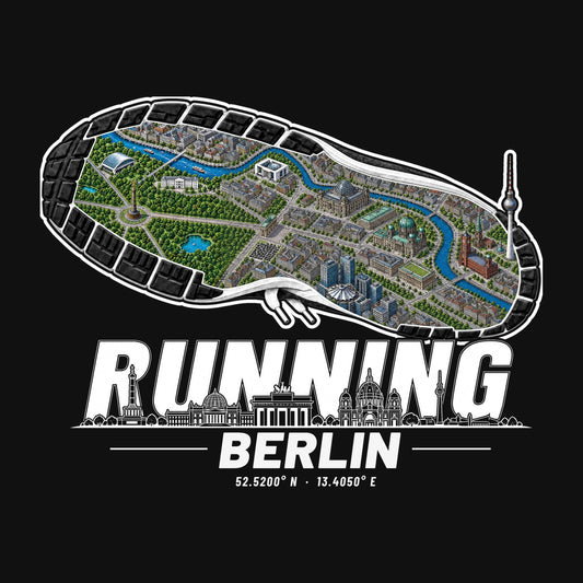RUNNING BERLIN Design – Laufschuhsohle mit Berlin-Karte und Fernsehturm